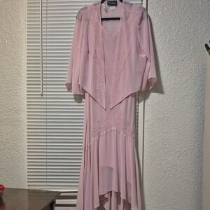 SL Fashions Pink High Low Dress with Embroidery